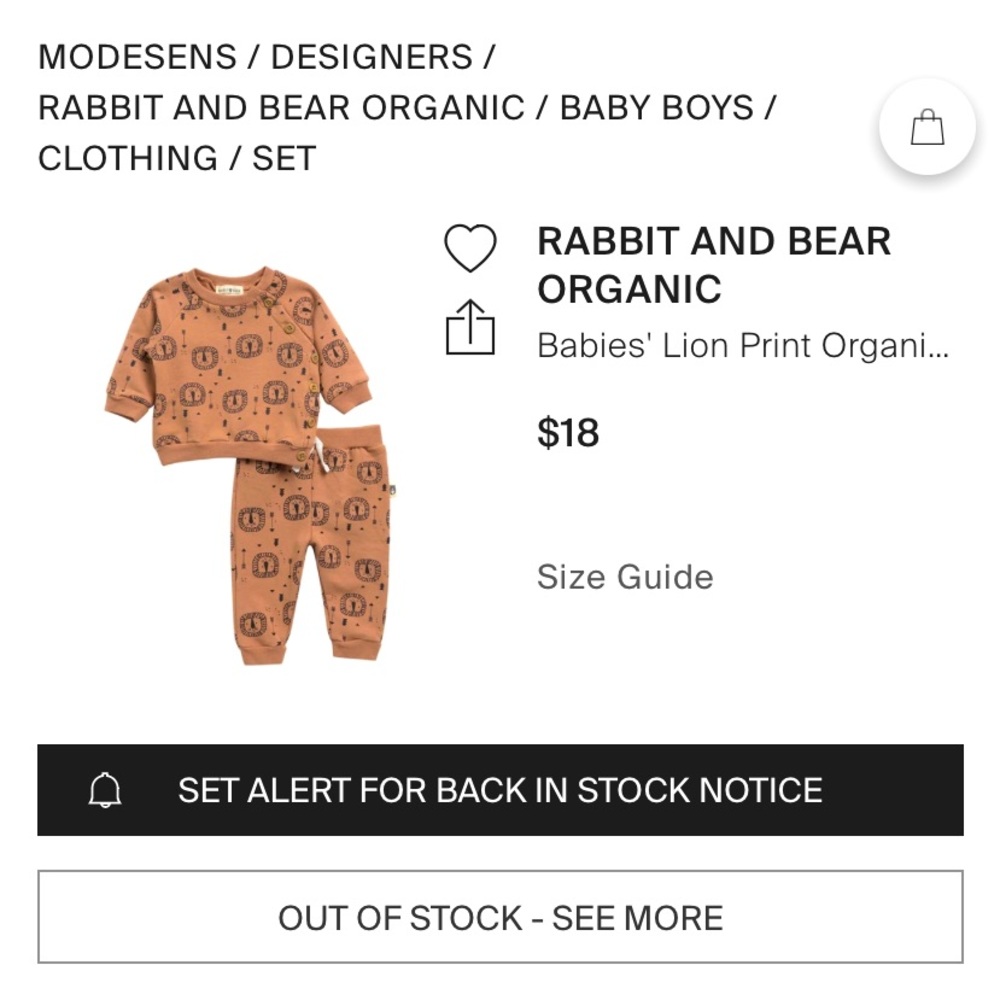 Rabbit & Bear warm winter lion print 2 piece ready to wear.